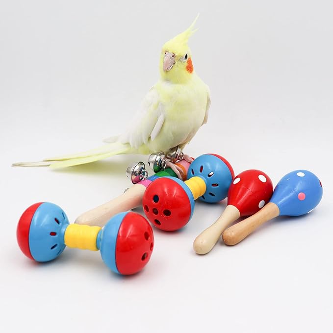 Jinkoozz Colorful Bird Bell Toys, 5 Pack Funny Bell Toys, Bird Cage Accessories, Suitable for Chicken Bird Parrot Parakeet Cockatiel Budgies Love Birds