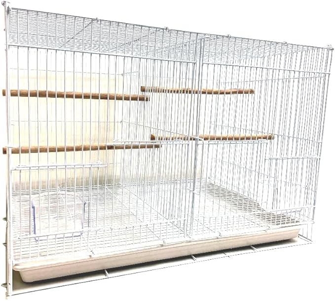 Aviary Canary Finch Budgie Lovebird Parakeet Breeding Breeder Bird Finches Parakeet Finch Flight Cage, 24"x16"x16"H (White, with Divider)