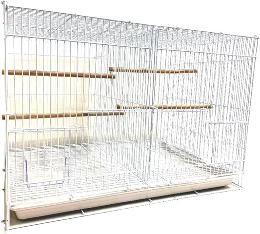 Aviary Canary Finch Budgie Lovebird Parakeet Breeding Breeder Bird Finches Parakeet Finch Flight Cage, 24"x16"x16"H (White, with Divider)