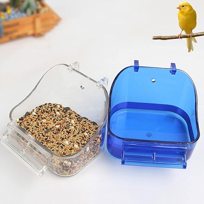 Bird Bath Tub with Perch for Cage - Parrot Birdbath Shower Accessories for Small Birds - Cockatiel, Parakeet, Conure, Canary