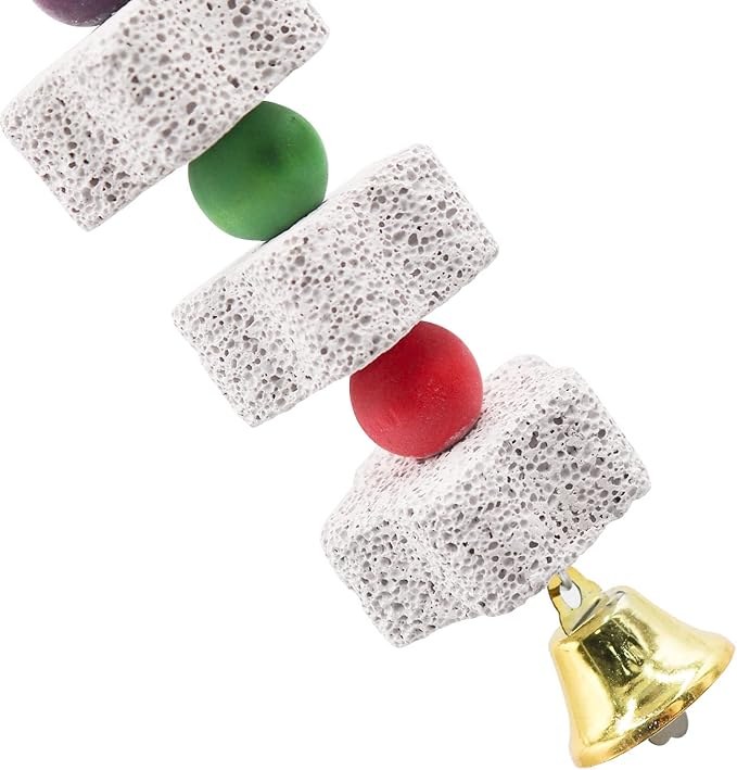 2 Pack Large Chicken Chewing Toy, Chick Beak Grinding Calcium Stone with Bells, Cage Accessories for Bird Parrot Cockatiel Parakeet Budgies Rat Hamster Rabbit Bunny African Grey Guinea Pig Chinchilla