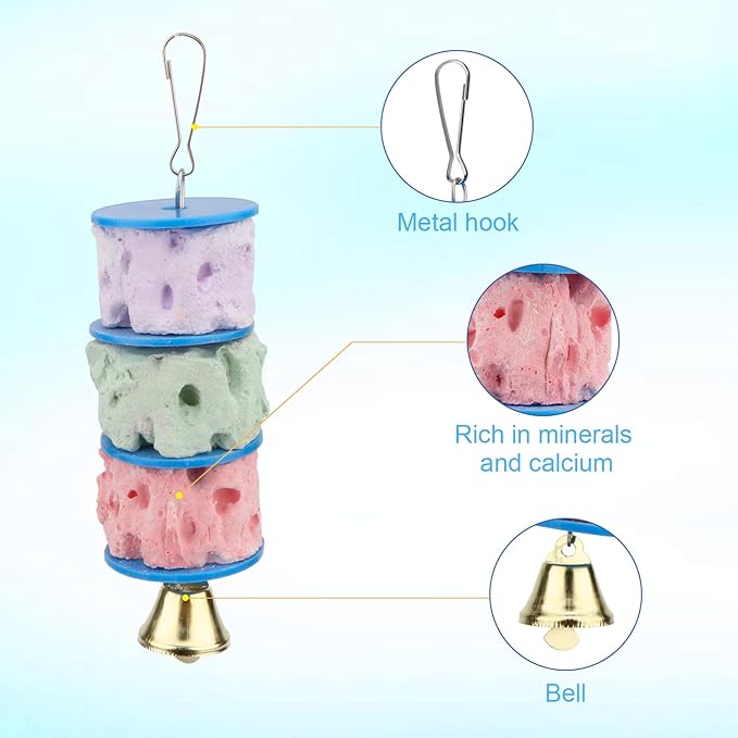 Wontee Bird Calcium Teeth Grinding Chew Treats Toy for Parrot Parakeet Cockatiel Conure Gerbil Rat Mouse Guinea Pig Chinchilla