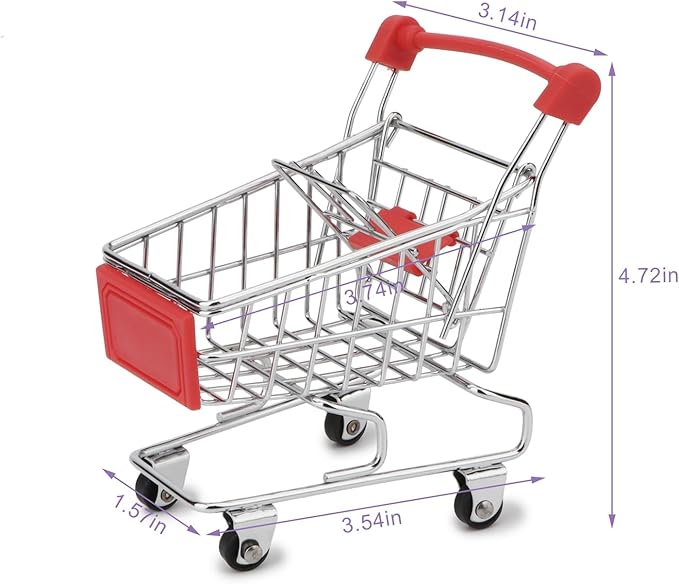 Hypeety Bird Toys Mini Shopping Handcart Trolley Parrot Intelligence Training and Playing Toy for Parakeets Budgies Cockatiel Conures Caique Quaker Lovebirds (Red)