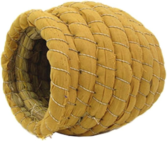 Pet Products Bird Nest Handwoven Straw House for Parakeets Cockatiels Parrot Budgie Or Small Pet (L, Yellow)