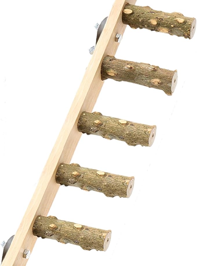 Bird Wooden Ladder Bridge,Bird Cage Ladder,Wood Cage Accessories,Bird Ladder Perch,Parrot Climbing Ladder for Budgies,Conures, 8 Sections