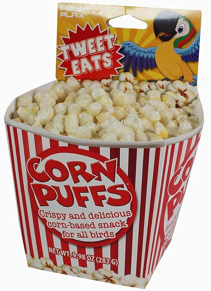 Penn-Plax Tweet Eats: Corn Puffs Natural Corn-Based Pet Treat for All Birds | Fun Way to Hand Feed - 1 Bag