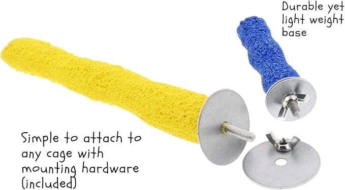 Sweet Feet and Beak Comfort Grip Safety Perch for Bird Cages - Pedicure Perch for Birds to Keep Nails and Beaks in Top Condition - Safe Easy to Install Bird Cage Accessories X-Small 4.5"- Yellow