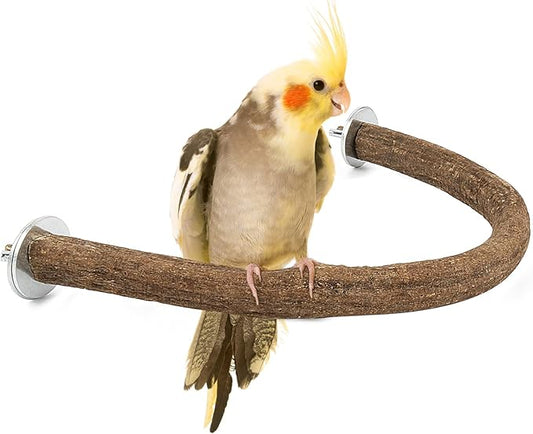 Rypet Natural Wood Bird Perch, U-Shaped Safe Chew & Rest Perch for Parakeets, Cockatiels, Lovebirds, Budgies & Small Conures – Durable Non-Toxic Cage Accessory
