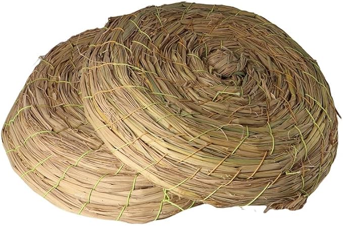 Kopida 2PCS Handmade Woven Flat Base Straw Bird Nest Parrot Bed Breeding Nest Hatch House Cage for Dove, Pigeon, Parrot, Rabbits, Hamster
