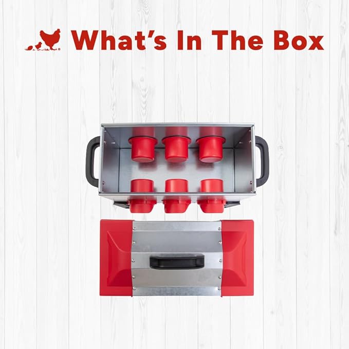RentACoop Flock Feeder 15 Metal Chick2Chicken Feeder – Space-Saving Weatherproof Poultry Feeder with 6 Ports, Adjustable Legs, Rain Covers for Chicks, Chickens, Quail, Bantams, and Other Small Birds