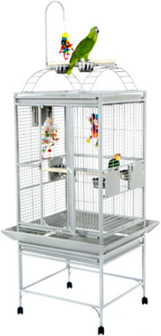 A&E Cage 8002422 White Play Top Bird Cage with 5/8" Bar Spacing, 24" x 22"