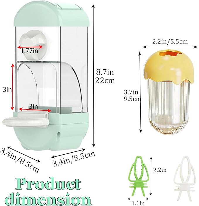 Automatic Bird Cage Feeder No Mess Bird Feeding Station Parrot Vegetable Holder Fruit Clips for Parakeet Cockatoo Canary Lovebirds Budgie (Blue)