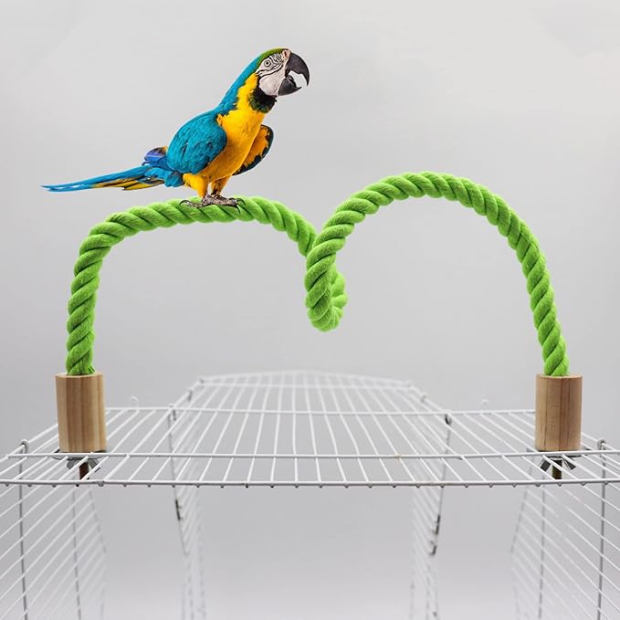 2 Pack Bird Rope Swing Chewing Toy, Hemp Perch Swing, Cage Standing Climbing Pole Accessories for Parrots Budgie Parakeet Cockatiel Cockatoo (39.37 Inches/100 cm)