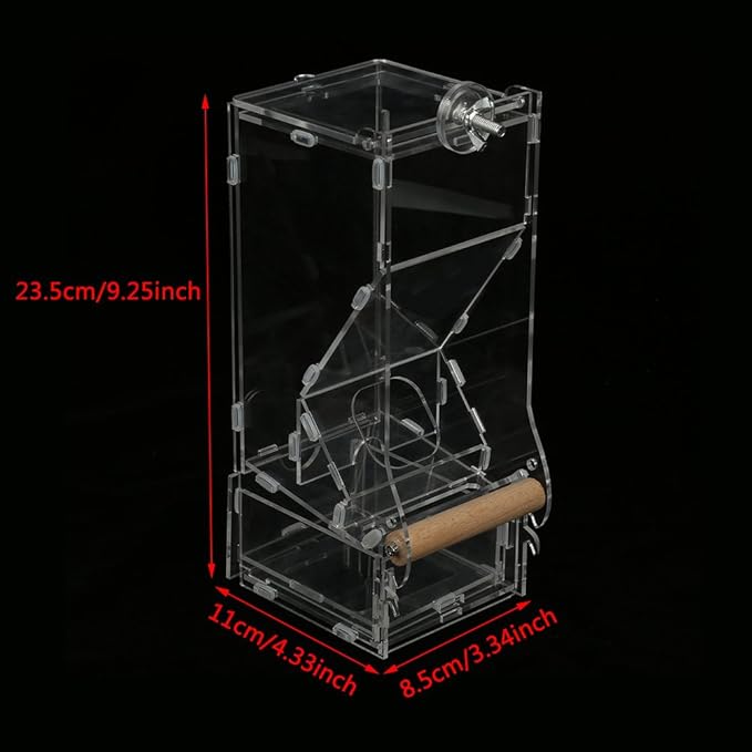 Bird Automatic Food Feeder, 1Pc Acrylic Transparent Parrot Integrated Automatic Feeder Automatic Bird Seed Feeder for Small to Medium Birds(M Single Type)