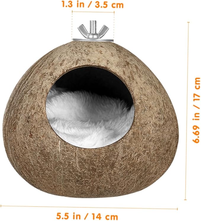 ibasenice Coconut Shell Bird Nest - Handmade Parakeet, Canary, Finch Breeding House - Natural Bird Cage Accessory for Yard and Garden Decoration