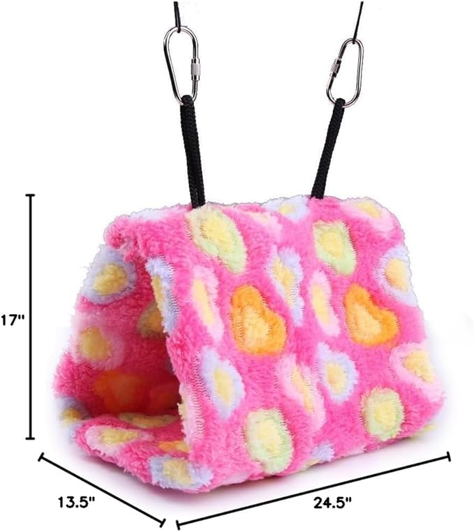 Vktech® Plush Snuggle Bird Hammock Hanging Snuggle Cave Happy Hut Bird Parrot Hideaway Size M (23.5 * 22cm) (Pink)