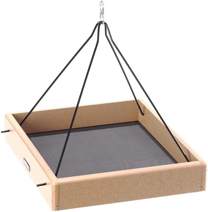 Birds Choice SNHPF250 Hanging Tray, Recycled Hanging Feeder w/ Collapsible Steel Hanging Rods, Large