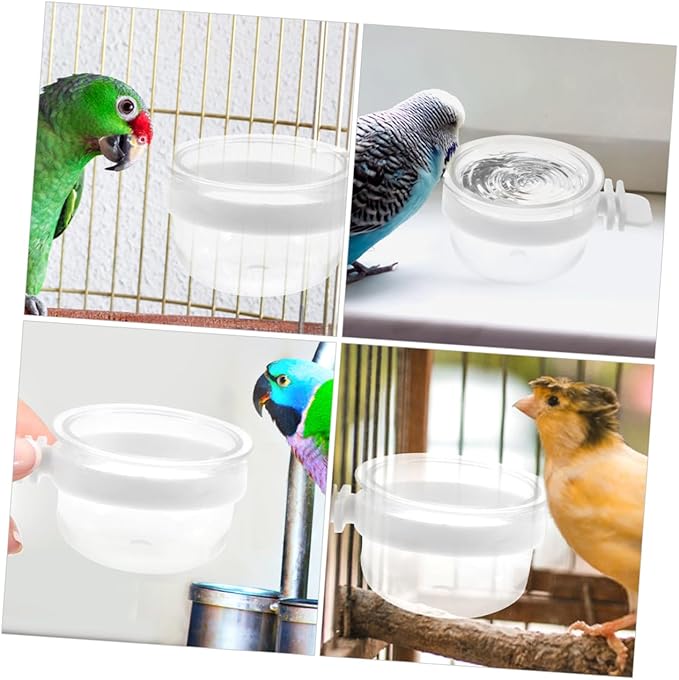 BESPORTBLE 4pcs Removable Parrot Feeder Dish Plastic Bird Food Bowl for Easy Hanging for Parrots and Pets Sturdy and Convenient Design