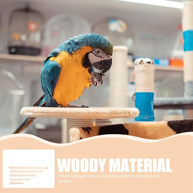 5pcs Wood Bird Perches, Parrot Cage Stand Pole Natural Wood Pet Bird Perch Stick Climbing Branch Rod Parrot Grinding Toy Platform Habitat Accessories for Cockatiels Parakeet (10+15+20+25+30 CM)
