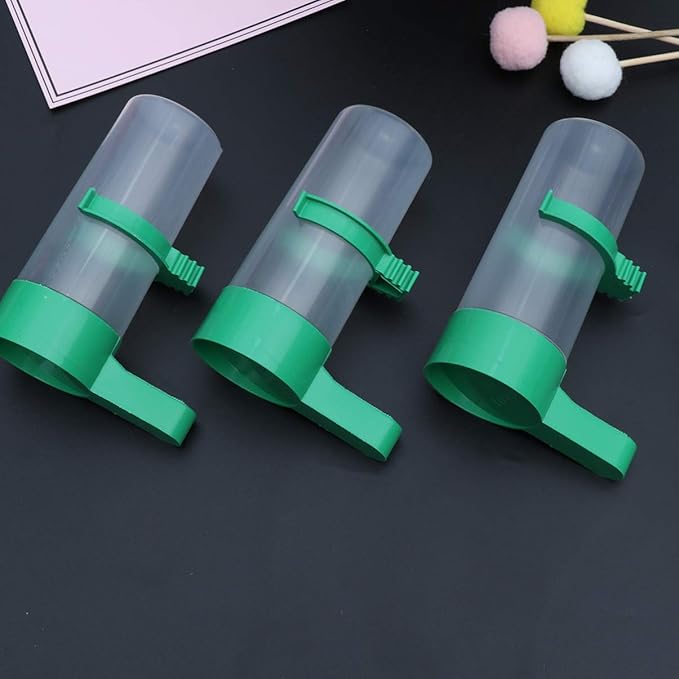 Yardwe 5Pcs Birds Feeder Drinker Waterer Clip with Automatic Drinking Water Sprinkler Bird Cup for Parrots Budgie Cockatiel Lovebirds ()