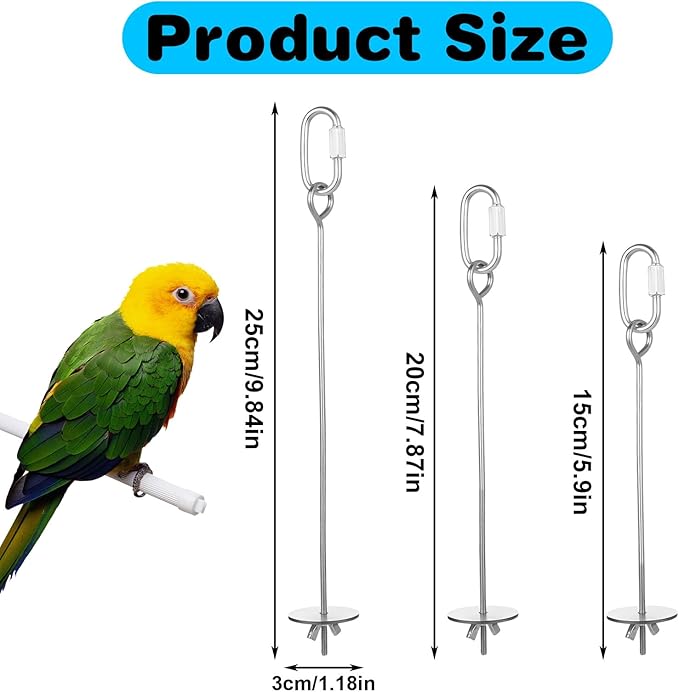 3 Pack Bird Cage Food Holder, Rat Foraging Toys, Stainless Steel Parrot Fruit & Vegetable Skewer Hanging Foraging Toy for Parakeets, Budgies, Macaws