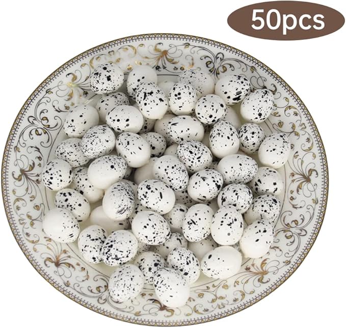 Artificial Birds Nest, 4 Set Handmade Natural Easter Birds Nest Rattan Birds Nest Decor with Foam Eggs for DIY Crafts Garden Yard Home Party Easter Decoration