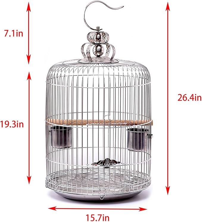 Aimery Bird Cage，Stainless Steel Birdcage，Small Bird cage，Bird Cages for Parrots，Travel Bird Cage，Bird Travel cage(V40G)