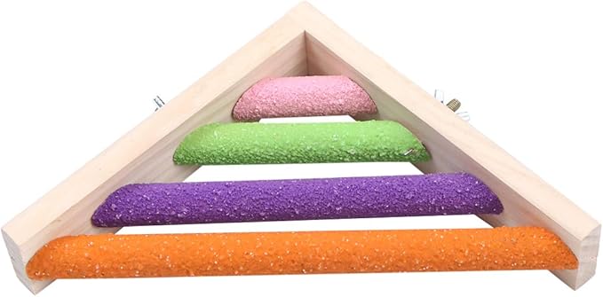 Bird Perch Platform Wooden Parrot Stand Birdcage Corner Playground Colorful Right Angle Perches for Parakeet Cockatiel Guniea Pig Small Animals Random Color