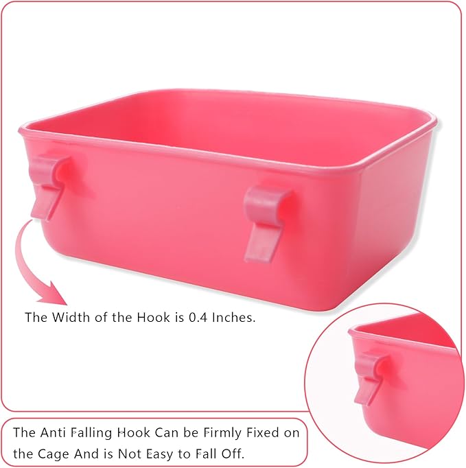 4 PCS Cage Cups Rabbit Feeder Waterer, Chicken Birds Feeders Hanging, Food and Water Container for Pet, Bath Water Bowl Universal for Birds Hamsters Rats Rabbit Guinea Pig Small Pets (Blue, Pink)