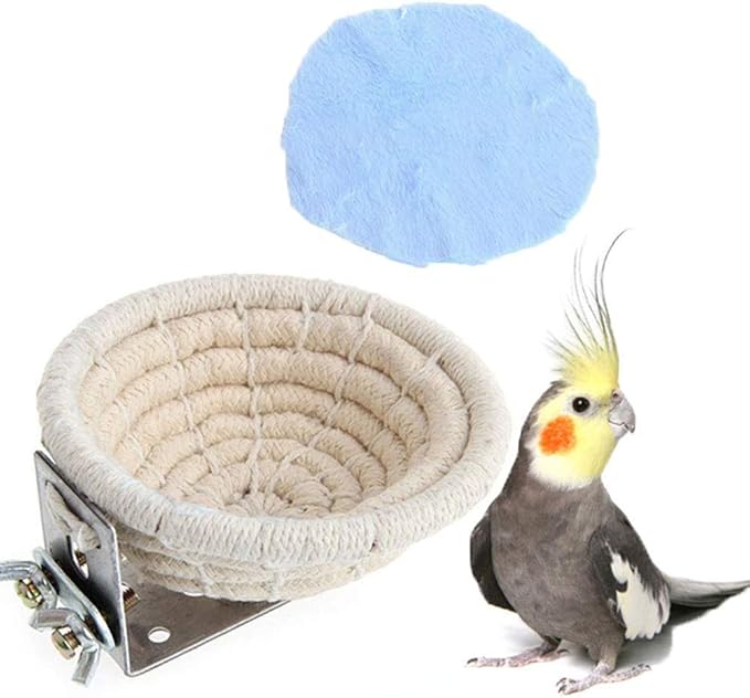 Handmade Cotton Rope Weave Bird Breeding Nest and Small Parrot Cage Hatching House Hut Nesting Box for Budgie Parakeet Cockatiel Parakeet Conure Canary Finch Lovebird