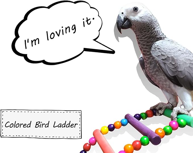 DS. DISTINCTIVE STYLE Bird Ladder Toys Coloured Flexible Parrot Swing Bridge Wooden Cockatiel Cage Hanging Climbing Ladder (39 in (16 Steps))
