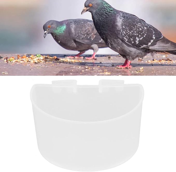 TOPINCN 20pcs Cage Cups Bird Feeders, Bird Food Bowl Hanging Water Cup Parrot Food Bowl Plastic Parrot Water Feeding Cup Birdcage Feeder for Parrot Poultry Pigeon(L-White)