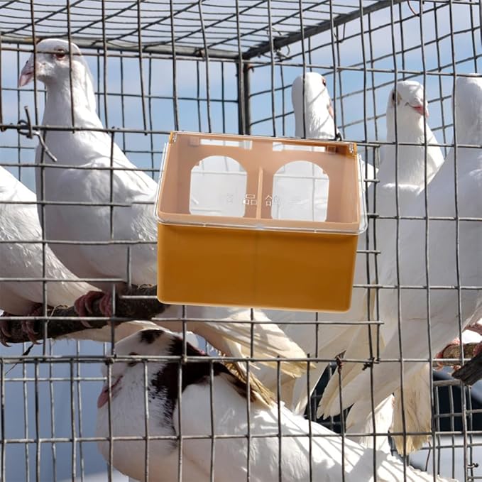 Toddmomy Pigeon Plastic Feeder, 3Pcs Quail Bird 2 Hole Food Feeding Hanging Box Water Dispenser for Bird Poultry Pigeon Parrot Parakeet Budgie Cage Accessories
