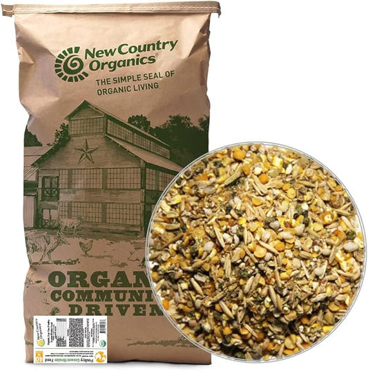 New Country Organics | Organic Grower/Broiler Feed for Growing Chickens | Soy-Free | 19% Protein | Certified Organic and Non-GMO | 40 lbs