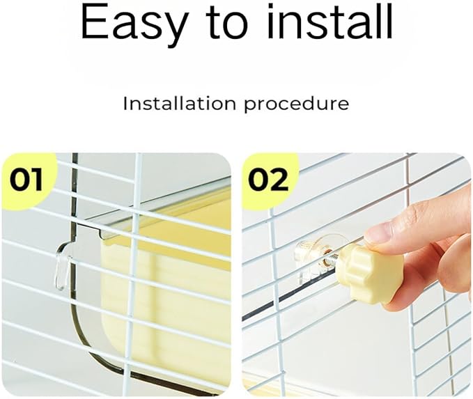 Bird Bath for Cage, Cleaning Pet Supplies Cockatiel Bird Clear Spacious Bathtub with Bottom Drawer for Parrots Parakeets, Conures, Quakers, Portable Shower for Most Birdcage (Yellow)