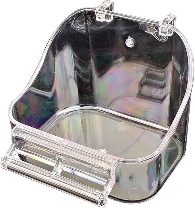 Bird Bath Tub with Perch for Cage - Parrot Birdbath Shower Accessories for Small Birds - Cockatiel, Parakeet, Conure, Canary
