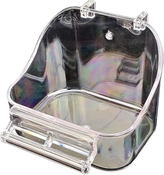 Bird Bath Tub with Perch for Cage - Parrot Birdbath Shower Accessories for Small Birds - Cockatiel, Parakeet, Conure, Canary