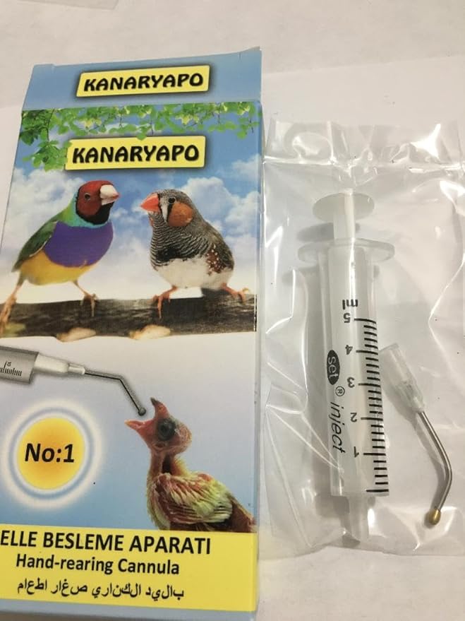 Birds Hand Rearing New bornSmall Exotic Bird Canary Finch Feeding 5 ml Gavage Crop Stainless Steel Needle Syringe-Medication Cannula (1)