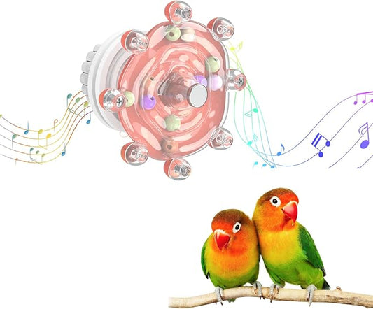 Pawfly Bird Toys for Parakeets, Colorful Spinning Wheel Chew Toy, Interactive Spinner Rattle Parrot Toys, Cockatiel Toy, Parakeet Toys, Bird Cage Accessories for Entertainment Chewing Exercise, Red