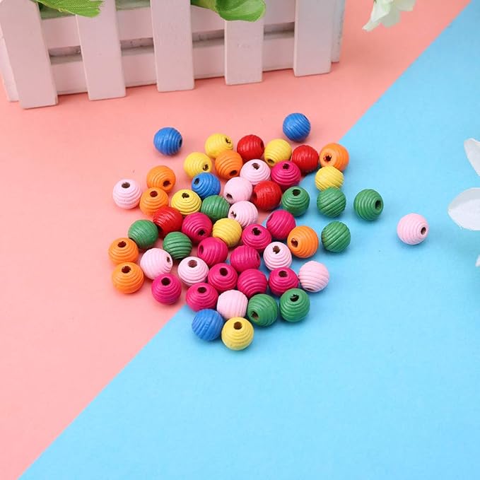 tegongse Parrot Toy, 50Pcs/Bag Wooden Bird Parrot Bite Toy Multipurpose Colorful DIY Beads Decoration Accessories