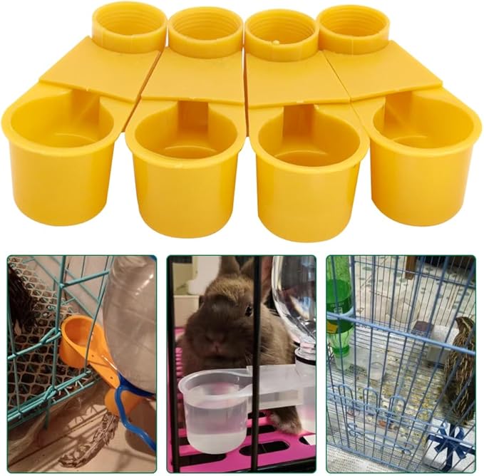 Automatic Bird Drinker Cups 12pcs Pigeon Water Bottle Feeder for Cage(Yellow)