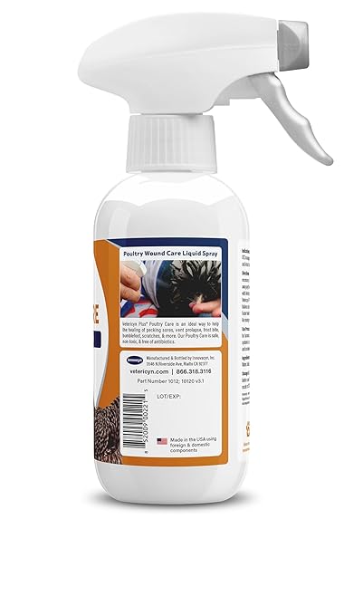 Vetericyn Plus Poultry Care Spray | Healing Aid and Skin Repair for Chicken Wounds, Pecking Injuries, Bumblefoot, Vent Prolapses, and More. 8 ounces