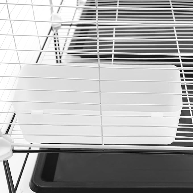 49 in Wrought Iron Flight Bird Cage, Freestanding Birdcage Bird Cage with 6 Universal Wheels, 3 Tiers Pigeons Parrot Birdcage with 1-10 Birds Capacity (White, Black)