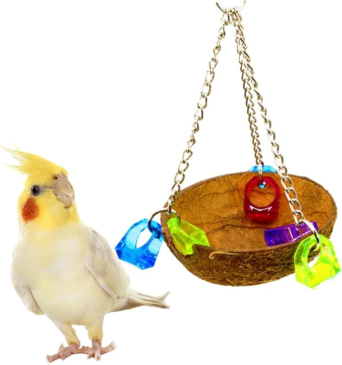 BESPORTBLE Parrot Hanging Nest Coconut Shell Bird Nest Creative for Birds Random Color