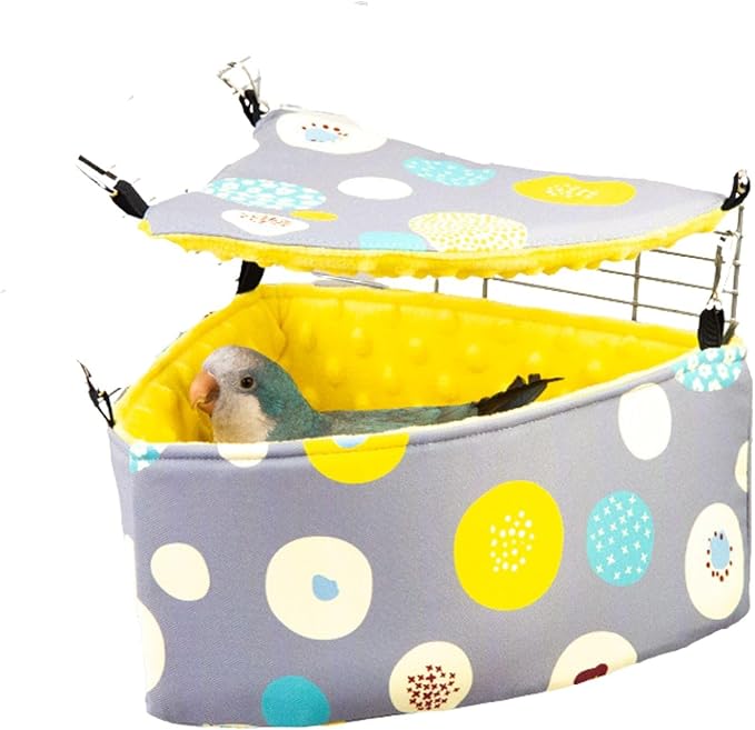 Parrot Cockatiel Warm House Bird Nest Bed Hanging Hammock Birds Sleeping Bed Parrot Hideway Bed Fleece Washable for Parrot Parakeet Cockatiels Budgies Lovebird (Small,Grey)