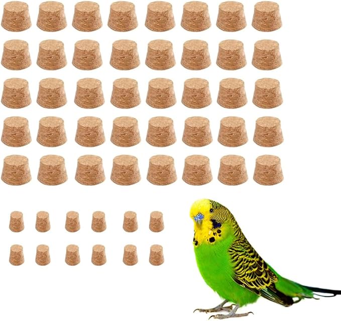 52 Detachable Corks for Bird Chew Toys - 40 Large & 12 Small Natural Cork Parts, Relieve Boredom & Anxiety, Foraging Toys, for Parakeet, Cockatiel, Conure, Budgie, Lovebird