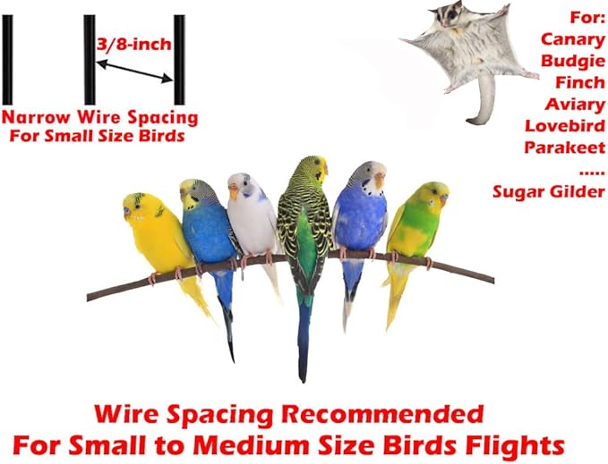 Lot of Ten Aviary Breeding Breeder Bird Cages for Lovebird Finch Parakeet - Mixed Colors (3 Blue Dome Top, 3 Green Roof Top, 4 Yellow Flat Top) - 11.5" W x 9" D x 15.5" H with 3/8" Bar Spacing