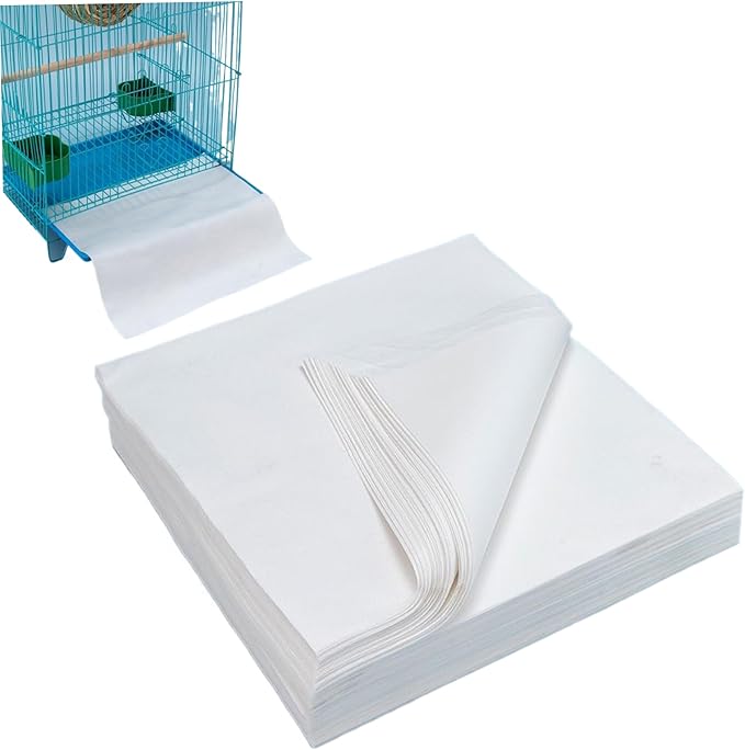 100Pcs Bird Cage Liner, Non-Woven Fabric Cage Liner 6x8.6 Rectangle Cage Liners Precut Absorbent Cushion Pad Mat Bird Cage Accessories for Pet Bird Parrot