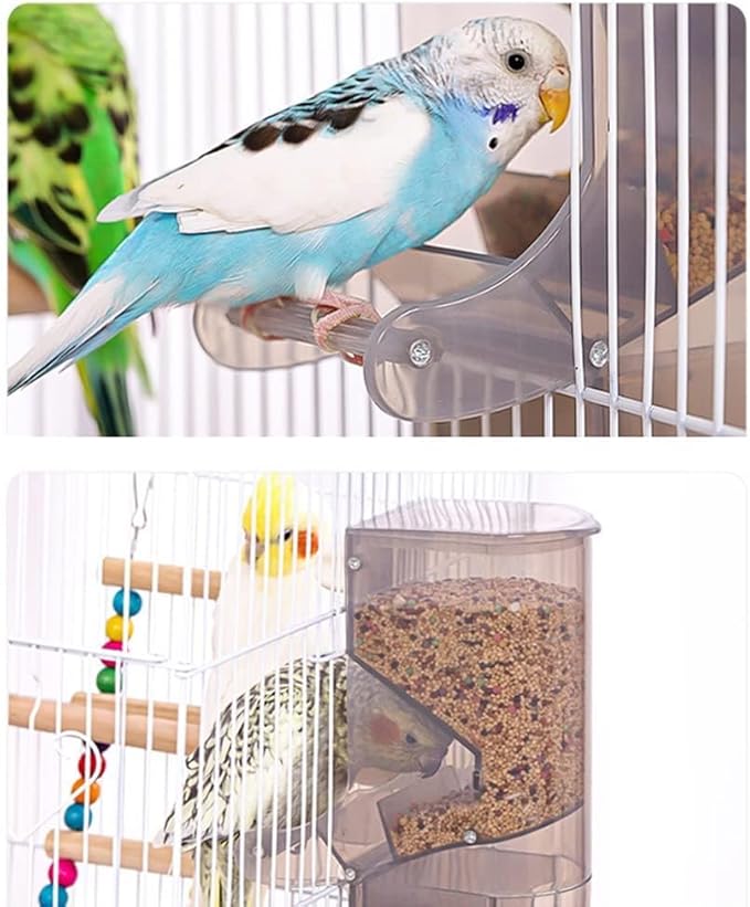 Automatic Bird Feeder No-Mess Bird Feeder Parrot Feeder Cage Accessories for Budgerigar Canary Lovebord Finch Parakeet