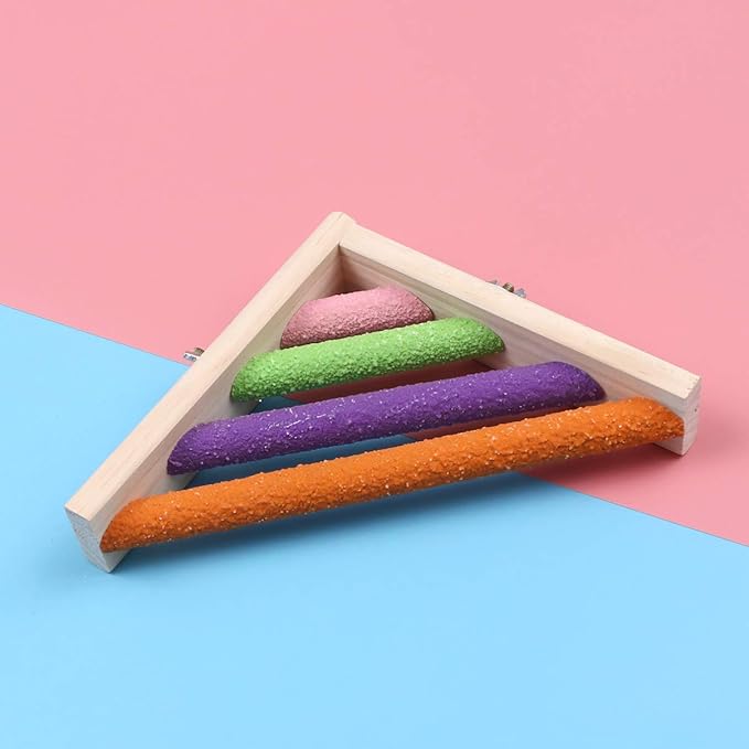 Bird Perch Platform Wooden Parrot Stand Birdcage Corner Playground Colorful Right Angle Perches for Parakeet Cockatiel Guniea Pig Small Animals Random Color